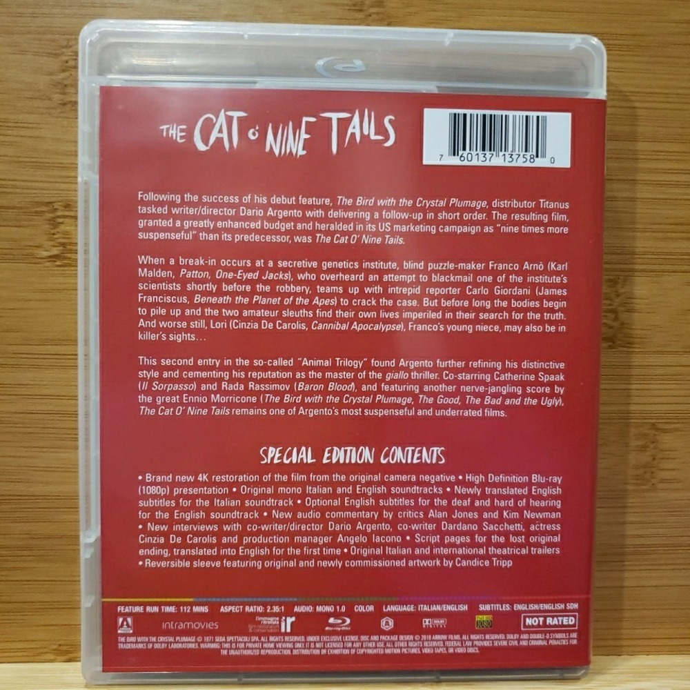 The Cat o Nine Tails 1971 Arrow Video Blu-ray Pre Owned - Picture 2 of 4